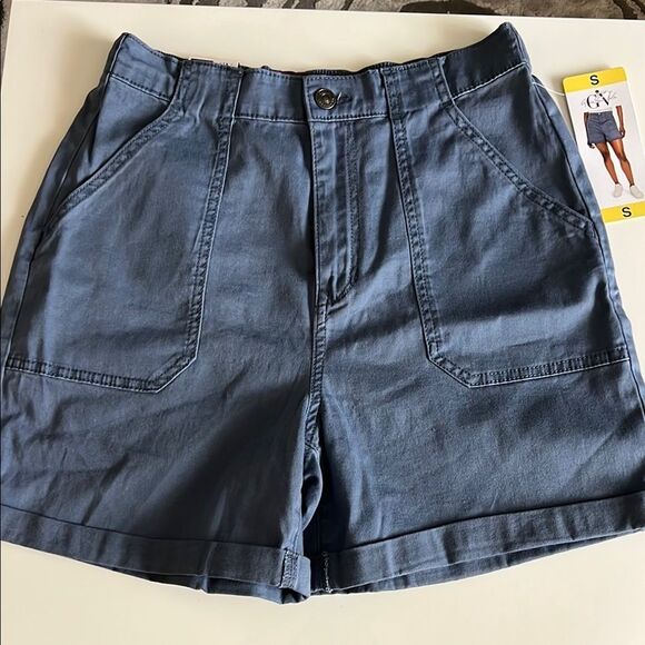 Gloria Vanderbilt High Waist Blue Utility Shorts - Picture 3 of 7